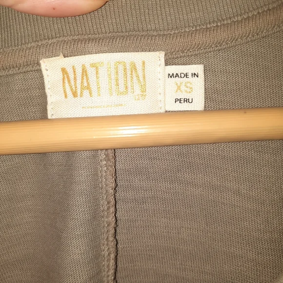 NATION LTD T-shirt Dress A-line Pockets Monochrome Med Khaki Olive Green XS 0 2 - Picture 3 of 8